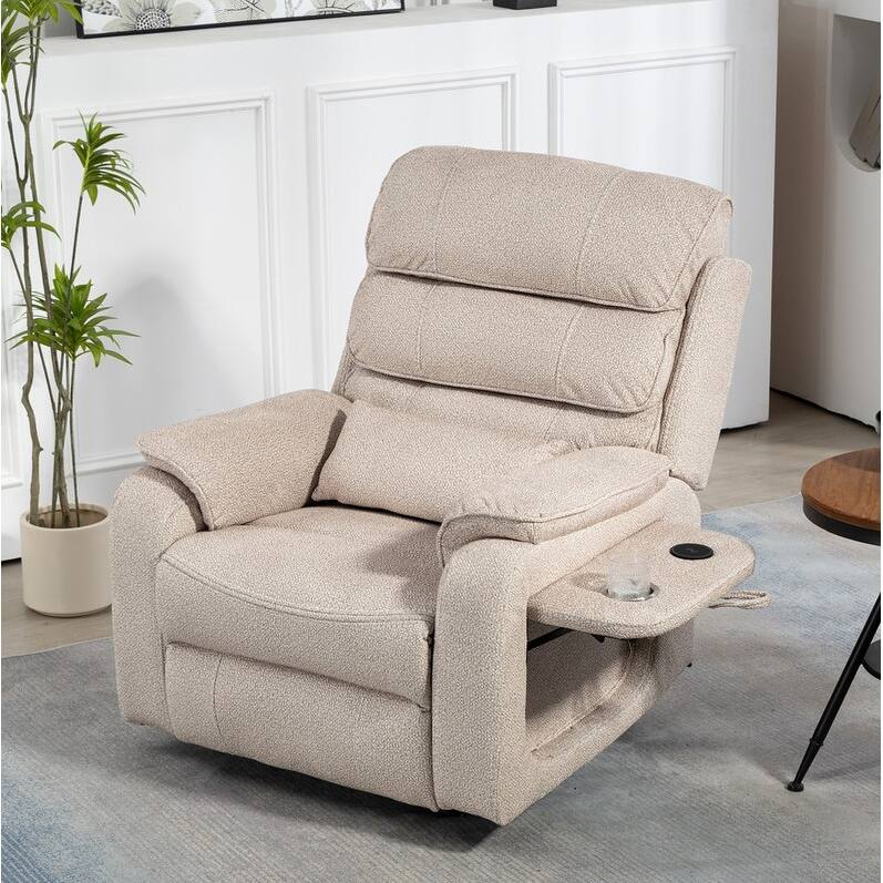 Deluxe Version Dual Motors Power Lift Recliner,Lay Flat 74.8 " Length,100% Polyester,Message/Heat,Eazy Assemble - Beige