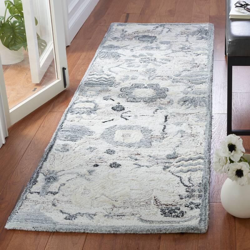 SAFAVIEH Handmade Glamour Adeliya Modern Viscose Rug - 2'3" x 8' Runner - Light Brown/Grey