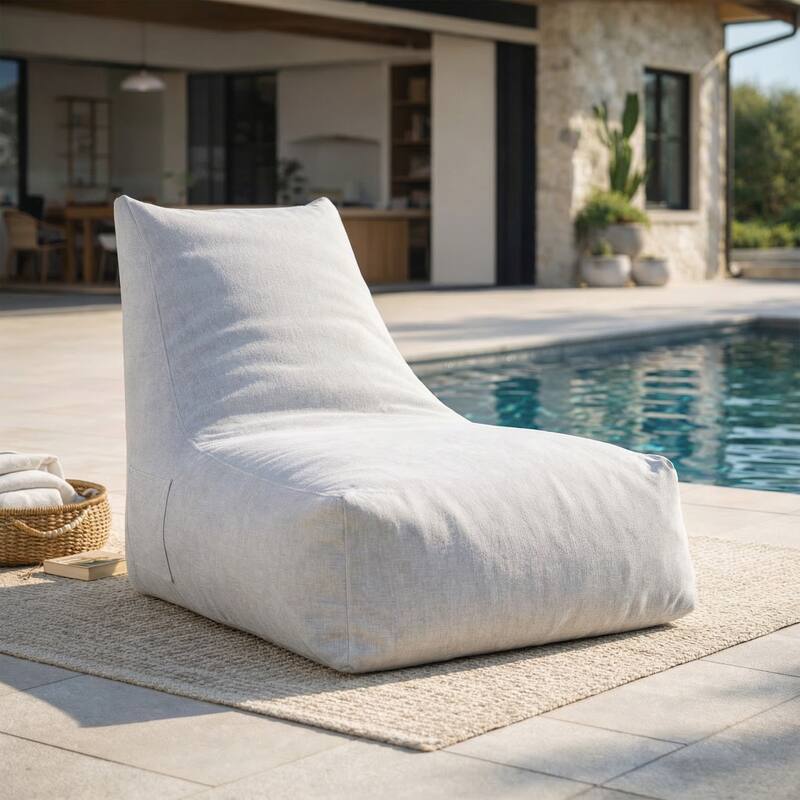 Christopher Knight Home - Lila Outdoor Patio Ergonomic Upholstered Bean Bag Chair with Shredded Foam Filled & Removable Cover