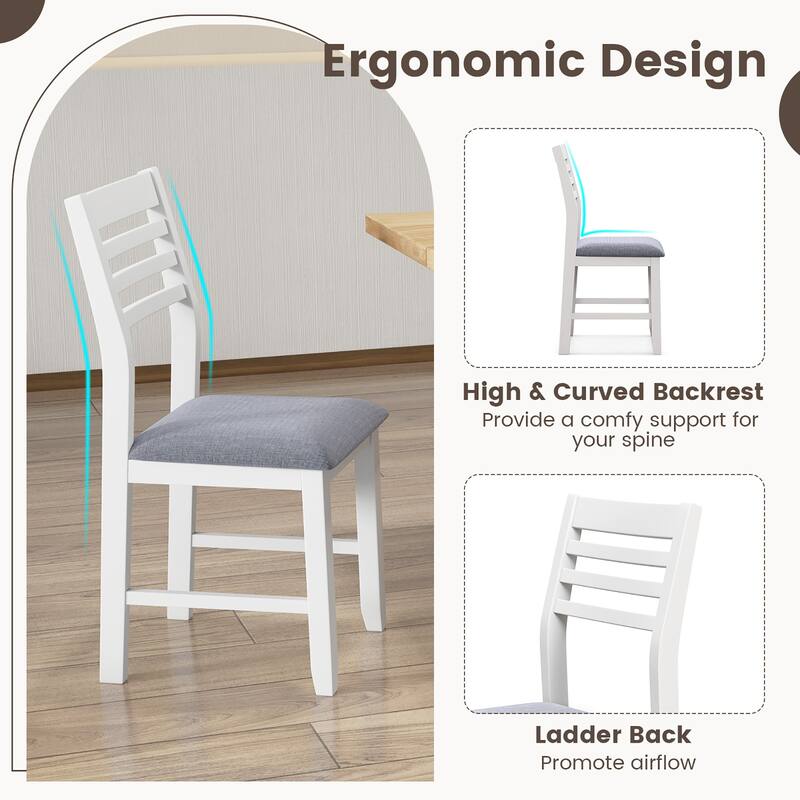 Gymax Wooden Dining Chair Set of 4 Kitchen Side Chairs w/ Rubber Wood