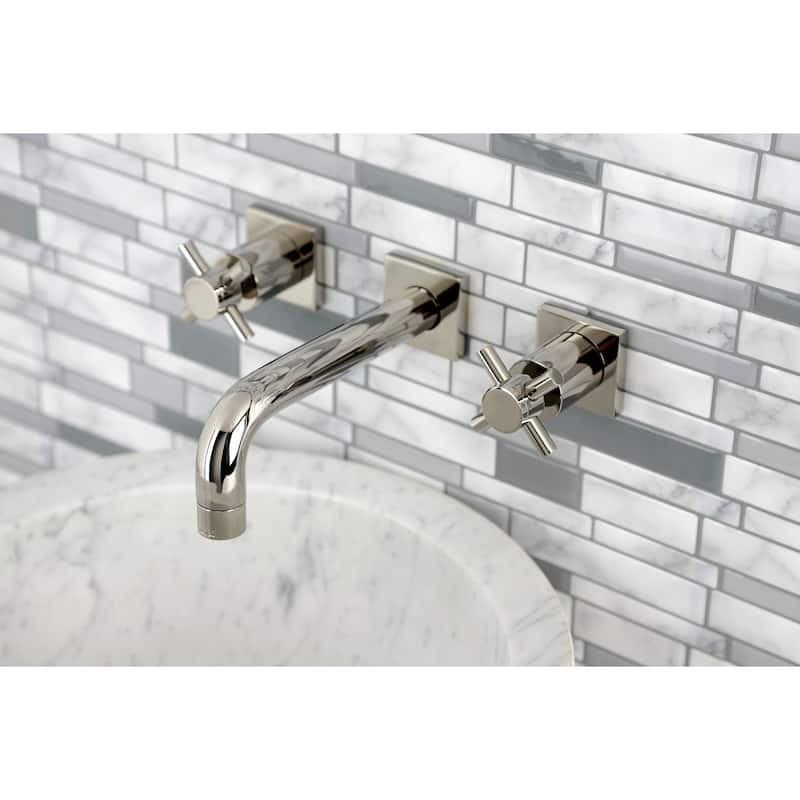Kingston Brass Concord Two-Handle 3-Hole Wall Mount Bathroom Faucet - Polished Nickel