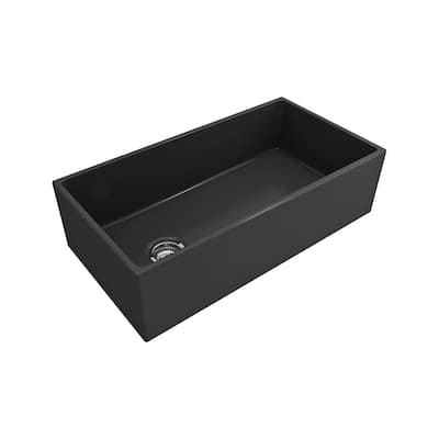 Crestwood 36" Modern Single Bowl Apron Fireclay Sink - Charcoal