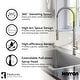 preview thumbnail 7 of 7, Karran All in One Apron Front Quartz 34 in. Double Bowl 50/50 Kitchen Sink in White with Faucet KKF220 in Stainless Steel
