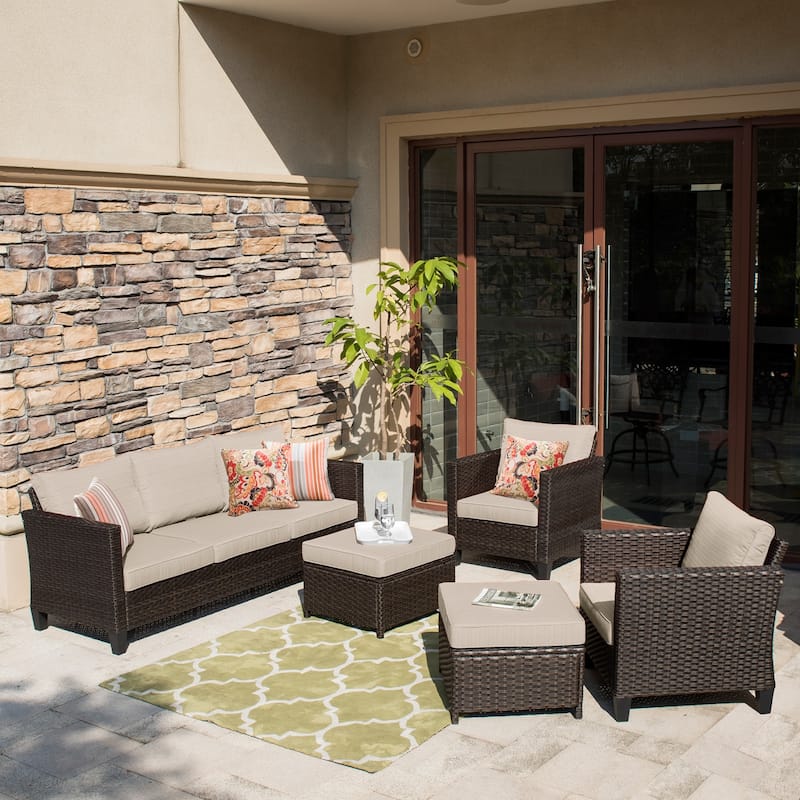 OVIOS 5-piece Patio Furniture Wicker Outdoor High-back Seating Set