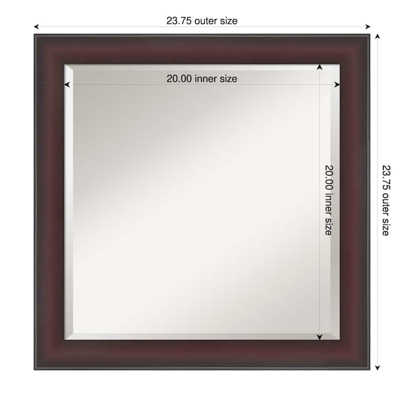 Grand Narrow Beveled Framed Wall Mirror - 24 x 24 in - Grand Cherry Narrow