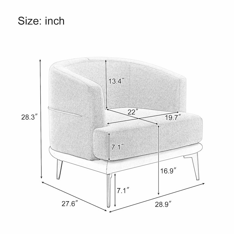Modern Two-Tone Barrel Fabric Chair