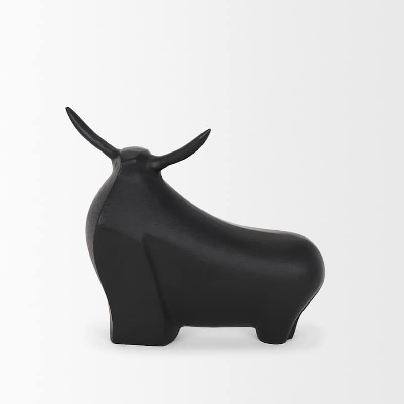 Radu Large Matte Black Metal Bull Decorative Object - 12.6L x 4.8W x 10.5H