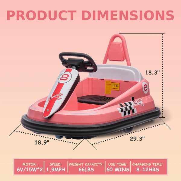 dimension image slide 1 of 3, 6V Bumper Car for Toddlers