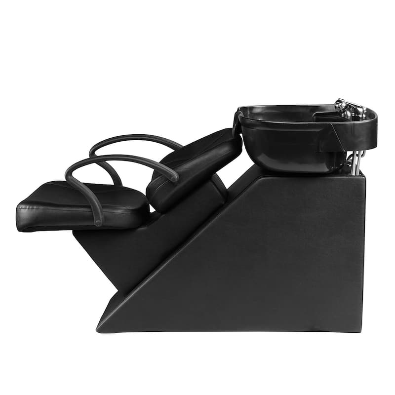 Shampoo Barber Backwash Chair, ABS Plastic Shampoo Bowl Sink Chair for Spa Beauty Salon - Black