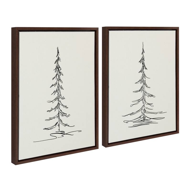 Kate and Laurel Sylvie Trees Canvas Set by The Creative Bunch Studio