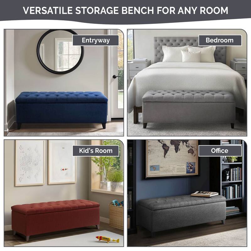 Madison Park Shandra Tufted Top Upholstered Storage Bench