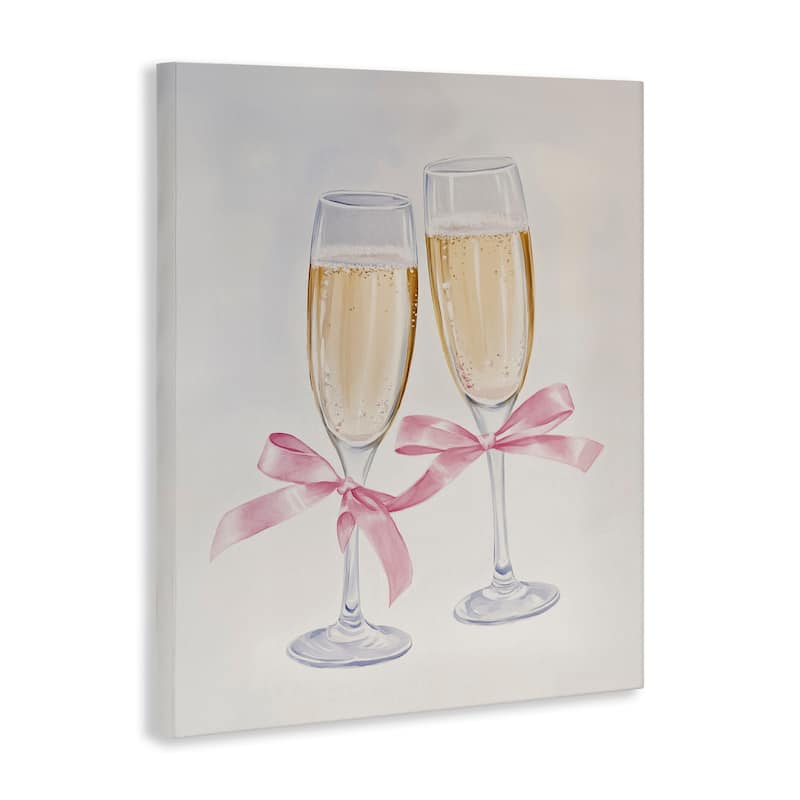 Stupell Chic Bow Champagne Glasses Canvas Wall Art Design By Arlington Prints