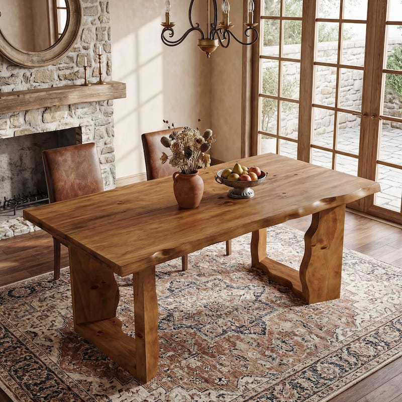 Farmhouse 63-Inch Solid Wood Dining Table