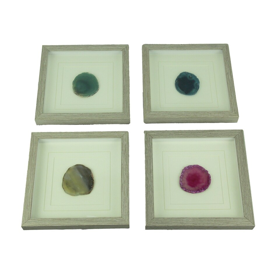 Shop Set Of 4 Agate Gemstone Slice Shadowbox Wall Hangings 10 25