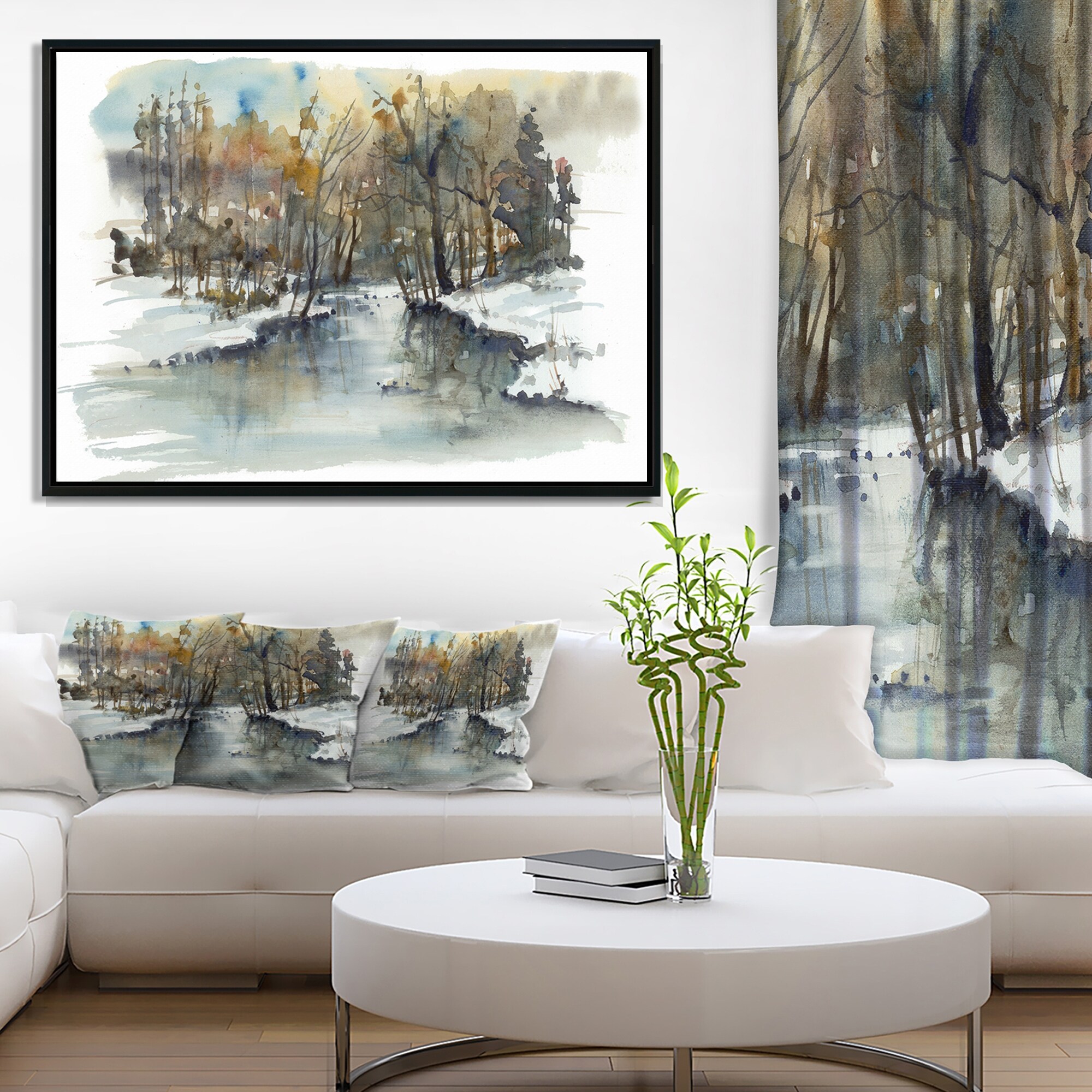 River Landscape 002 Watercolor Print