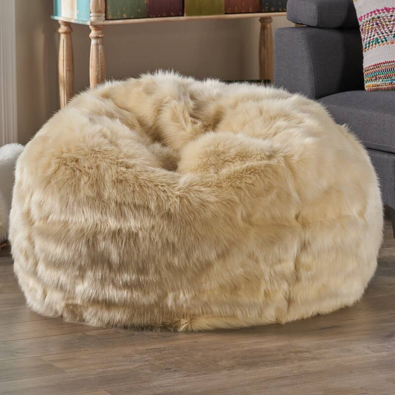 Warrin Furry Glam Faux Fur 3 Ft. Bean Bag by Christopher Knight Home