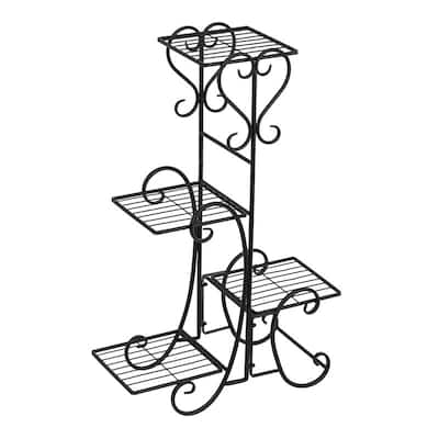 4 Potted Planters Display Rack Square Plant Shelf Stand