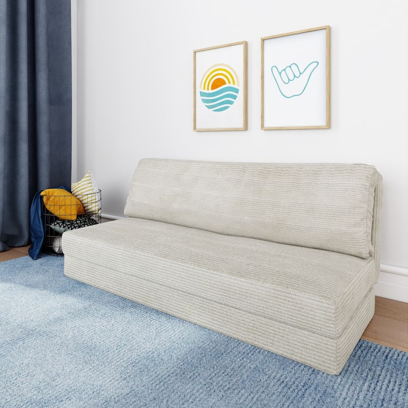 Max and Lily Fold 'n Fun Convertible Lounger Sleeper Sofa - Cream - Full