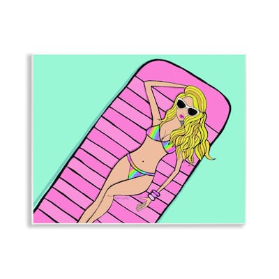 Stupell Trendy Girl on Pool Float Wall Plaque Art Design By Katie Conley