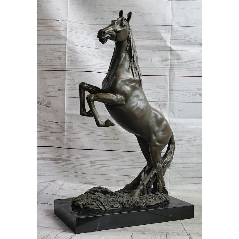 Rearing Arabian Horse Stallion Bronze Statue Sculpture Figure Equestrian Farm Stable Decor