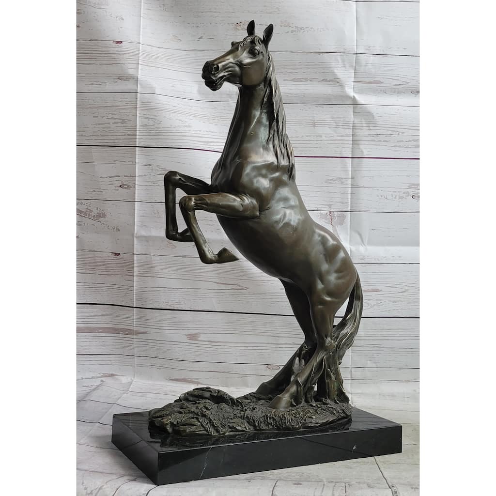 Rearing Arabian Horse Stallion Bronze Statue Sculpture Figure Equestrian Farm Stable Decor