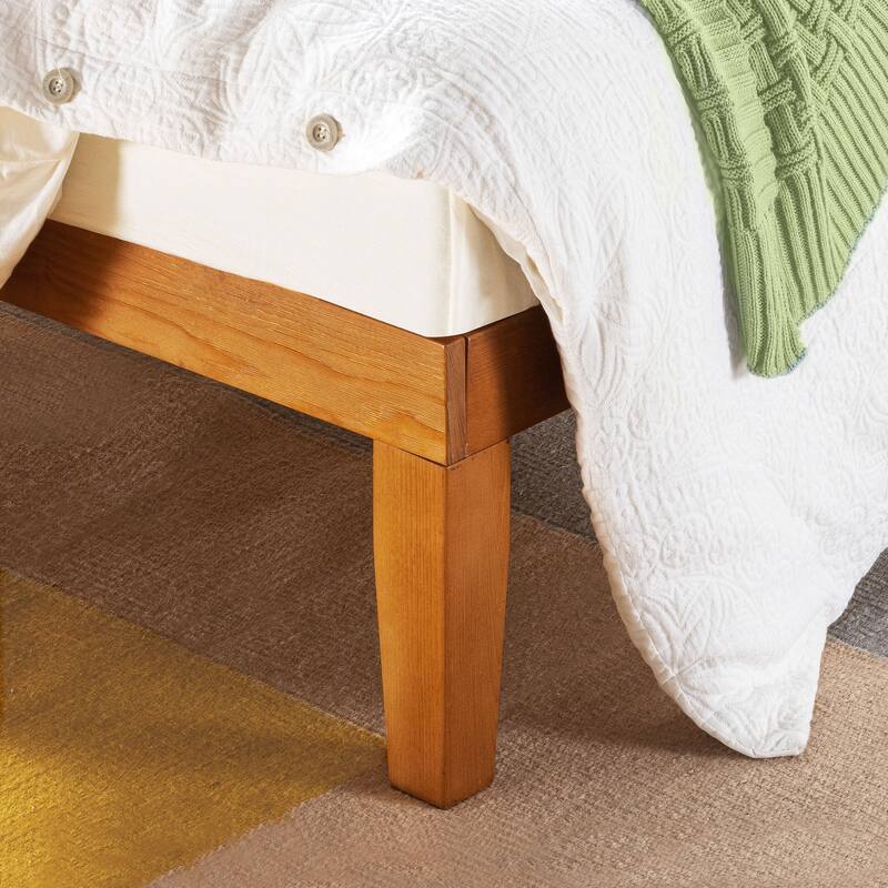 Solid Wood Platform Bed with Paneled Headboard Multiple Colors