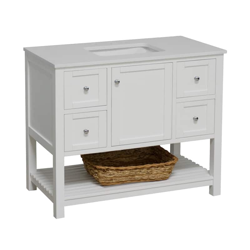 KitchenBathCollection Lakeshore 42" Bathroom Vanity with Engineered White Top