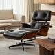 preview thumbnail 20 of 26, Genuine Leather Accent Lounge Chair and Ottoman Walnut Wood