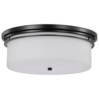 Warren - 15 Inch Flush Mount - Gun Metal with Satin White Glass - Gun Metal