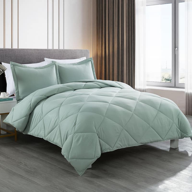 Stayclean Bacteria Inhibiting Diamond Stitch Comforter Set - Sage - Full - Queen