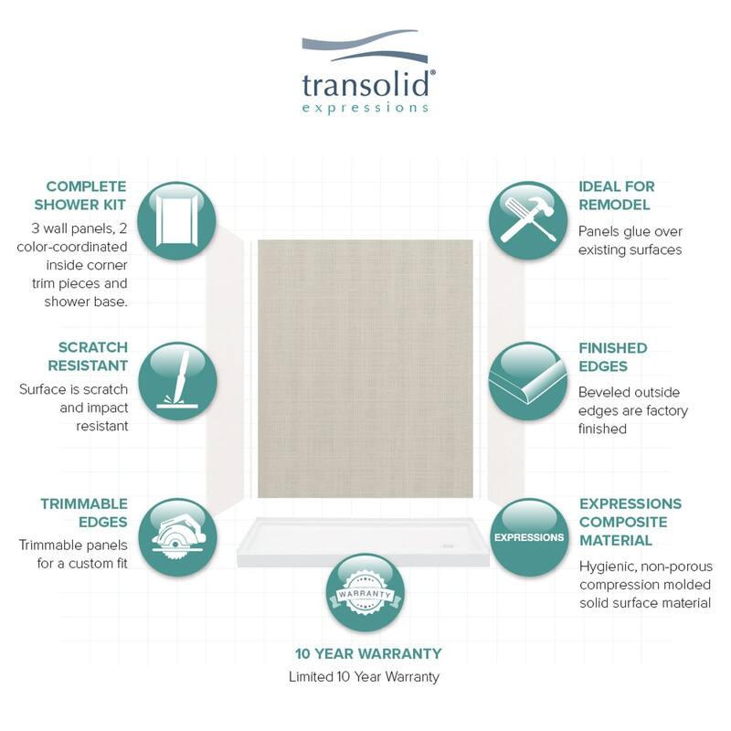 Transolid Expressions 60-in X 32-in X 72-in Glue to Wall Shower Kit - 32" x 60" x 72"
