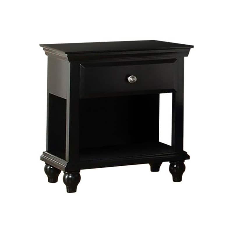 Lyndon Nightstand With One Drawer And Shelf In Black Finish - Black