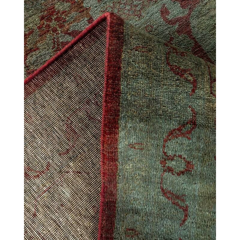 Overton Hand Knotted Wool Vintage Inspired Modern Contemporary Overdyed Gray Area Rug - 9' 0" x 12' 6"
