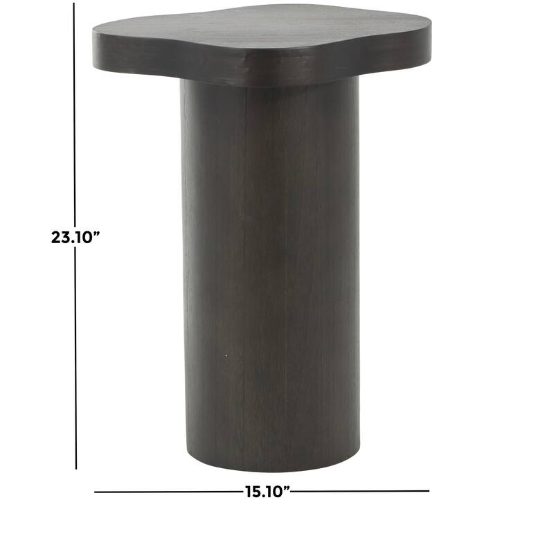 Wood Pedestal Accent Table with Rounded Square Top - Black or Brown - Roche River Decor