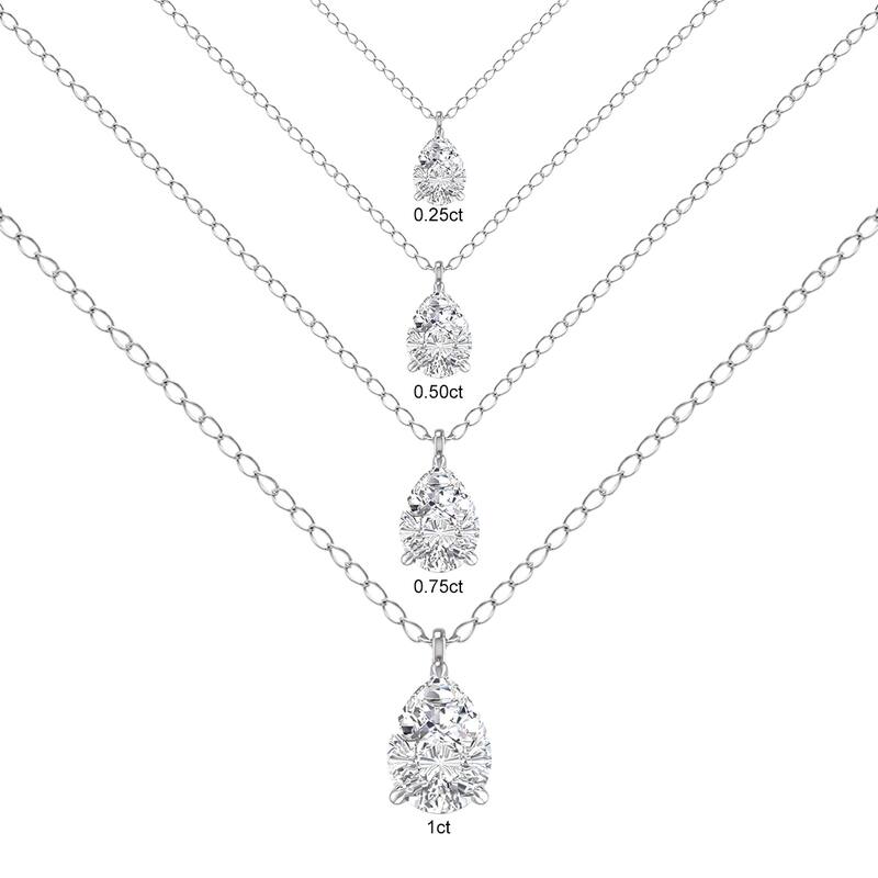 Marquee Lab Grown 1/2 Carat Pear Solitaire Diamond Pendant in 14K White Gold