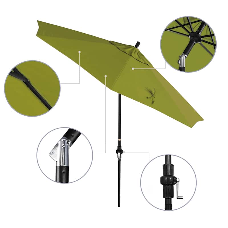 California Umbrella 9' Rd Golden State Series Patio Umbrella Black Aluminum Frame Crank Lift Collar Tilt Pacifica Pacific Blue