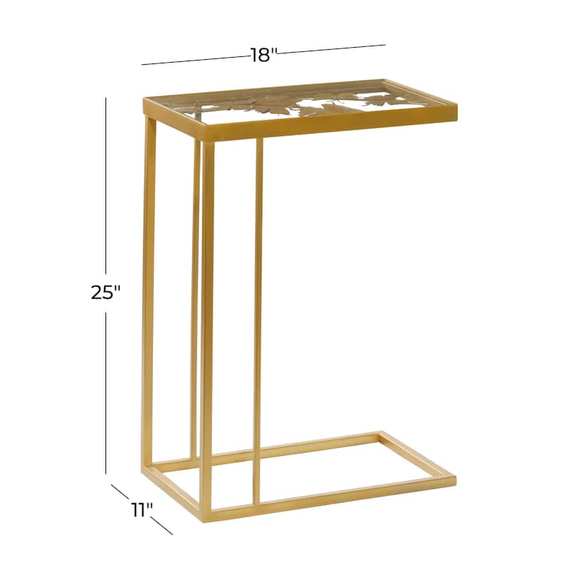 Metal Accent Table with Clear Glass Top - Gold - Roche River Decor - 11"Wx18"Lx25"H