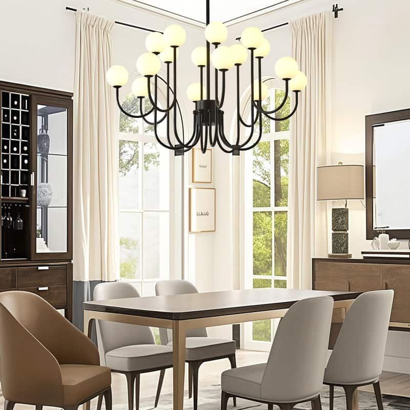 Modern Globe Chandelier 16 Light Black Farmhouse Sputnik Chandeliers - 36.61in