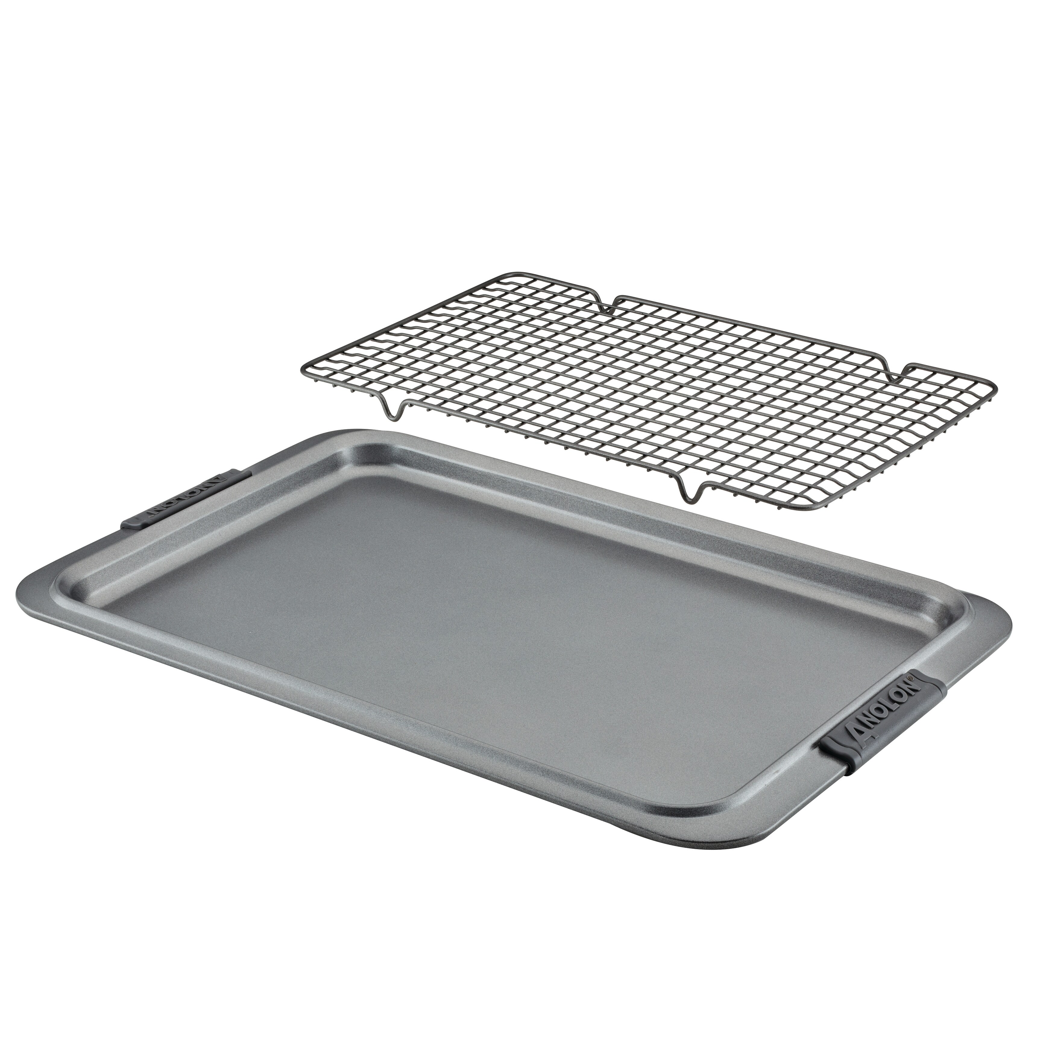 Anolon Advanced Bakeware Nonstick Cookie Sheet Pan Set 2 Piece Bronze with Silicone Grips