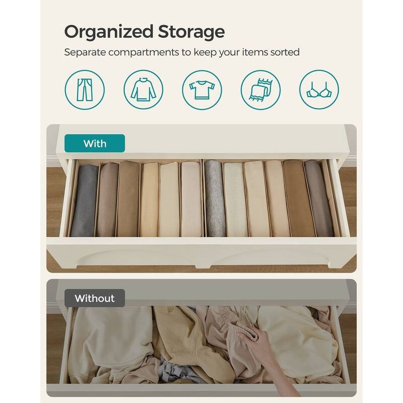 Closet Organizer Drawer Bins with 6 Compartment Dividers for Jeans Sweaters and Clothing Storage