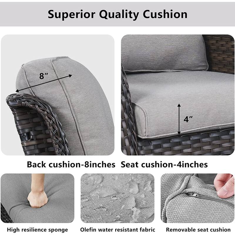 Gymojoy 5-Piece Outdoor Patio Sofa Chair with Ottoman Furniture Set