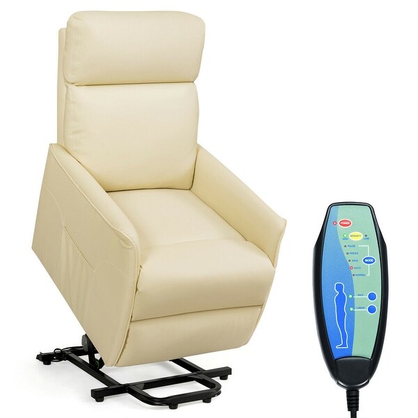 Electric Power Lift Massage Sofa Recliner Vibrating Chair w/Remote Control Beige