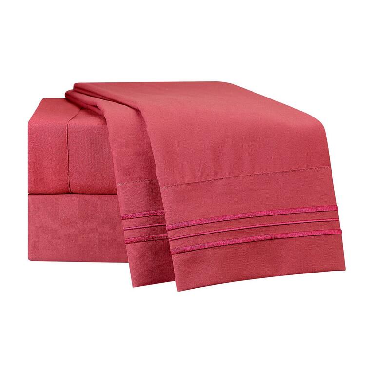 Clara Clark Premium 1800 Series Ultra-soft Deep Pocket Bed Sheet Set - Queen - Burgundy Red