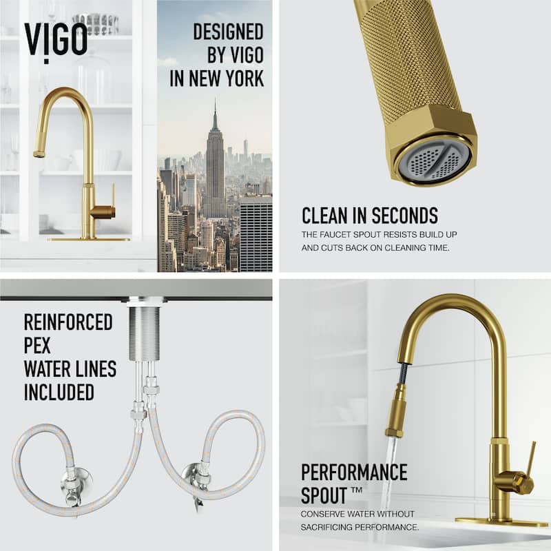 VIGO Hart Arched 18" H Single Handle Pull-Down Kitchen Faucet