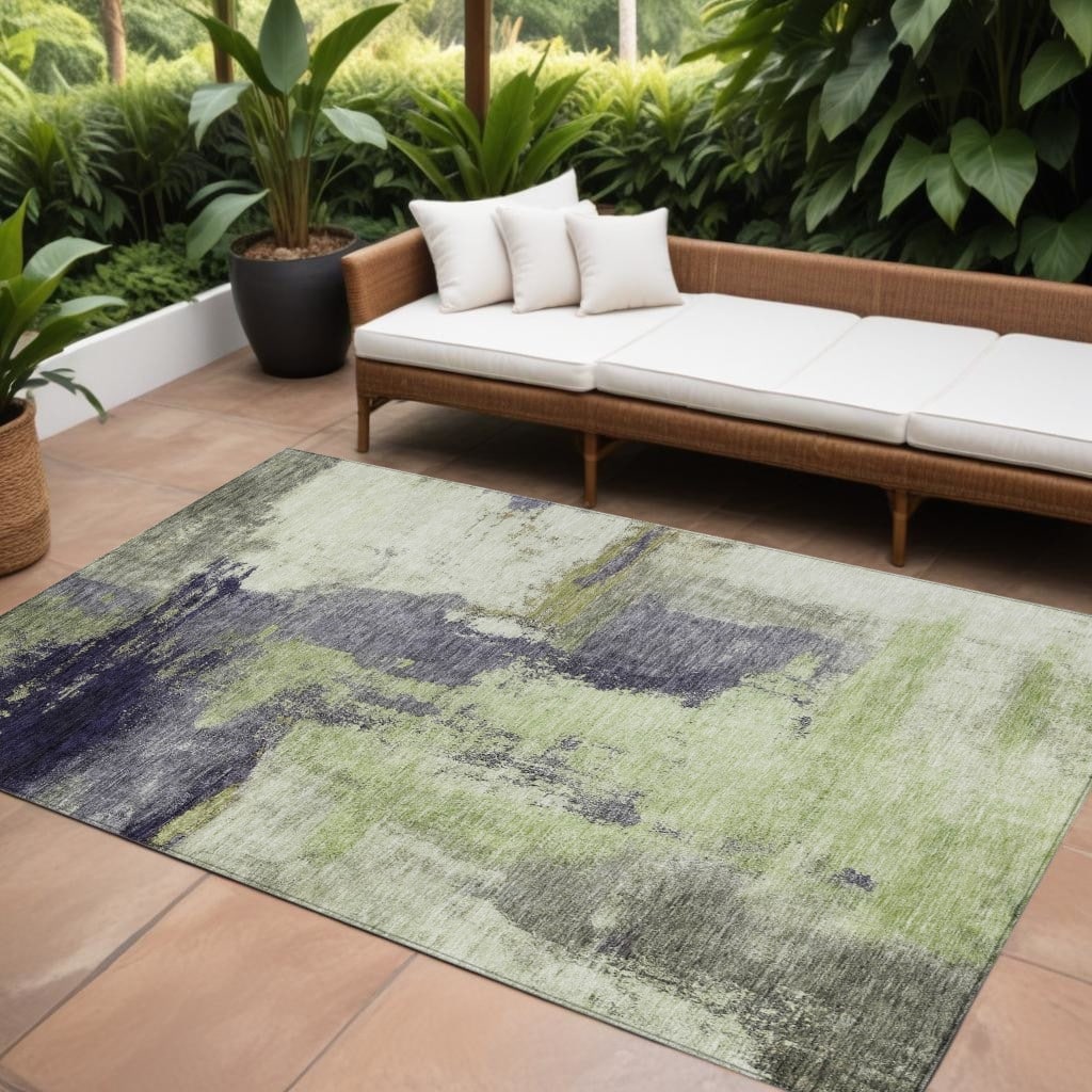 HomeRoots Abstract Transitional Rectangle Outdoor Rug