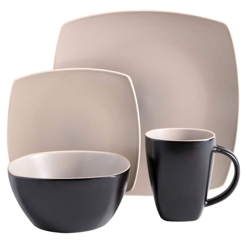 Gibson Soho Lounge Square 16pc Dinnerware Set - Matte Finish