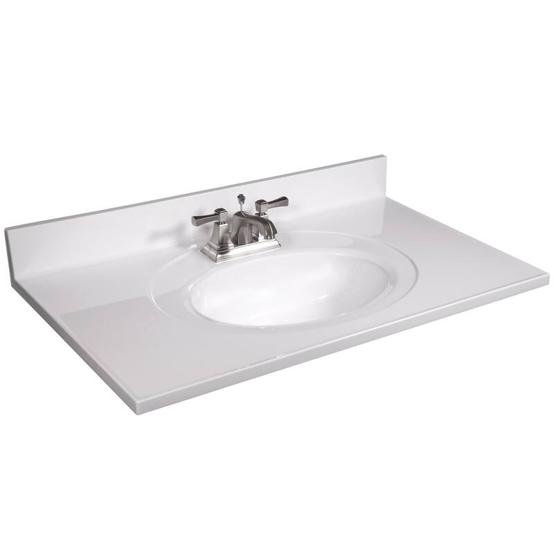 Design House Cultured Marble Vanity Top 37-Inch Single Bowl Sink