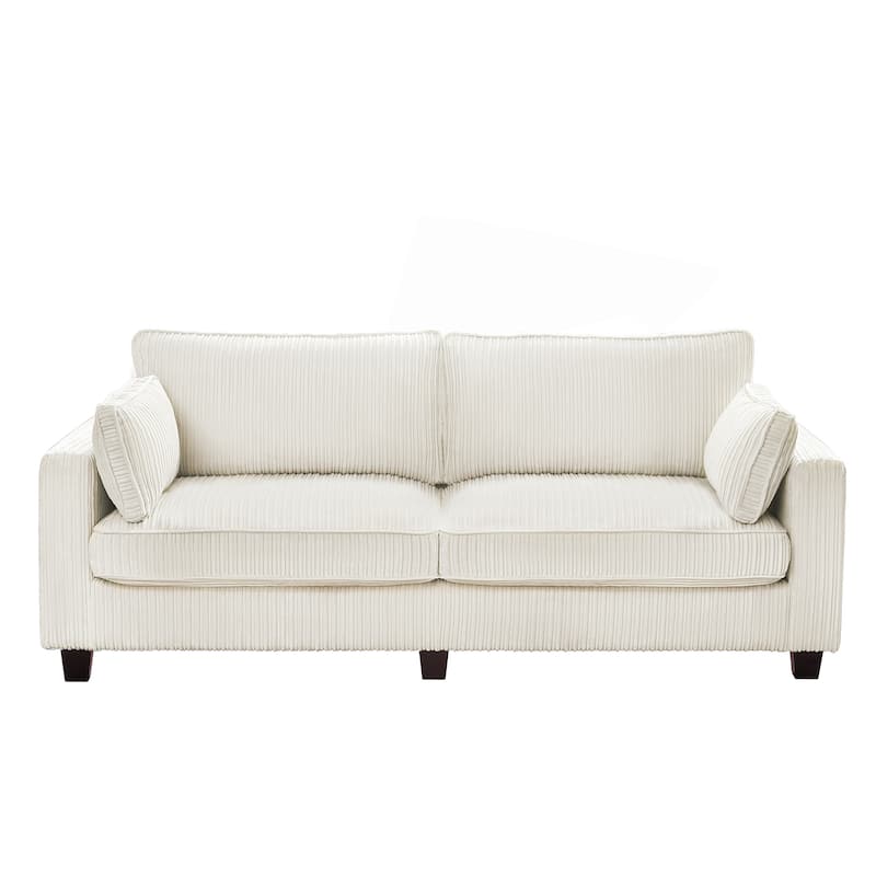 81" Modern Corduroy 3 Seater Sofa, Polyester Rectangle Upholstered Sofa for Livingroom - 81"W X 33"D X 26"H