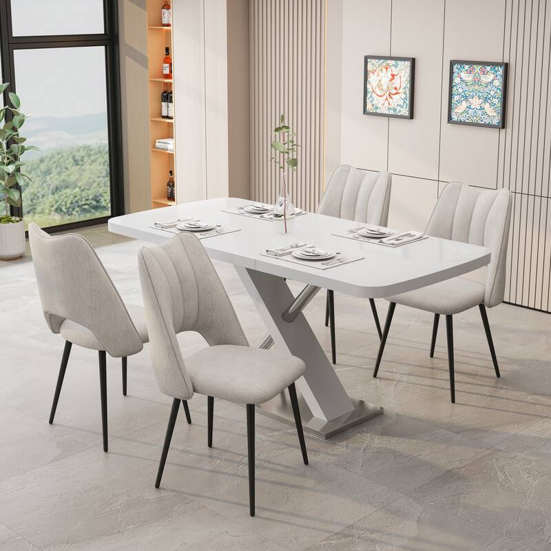 4-Chair Set Combination, Modern and Simple, With High Resilience Filling, Metal Legs, Adjustable Feet