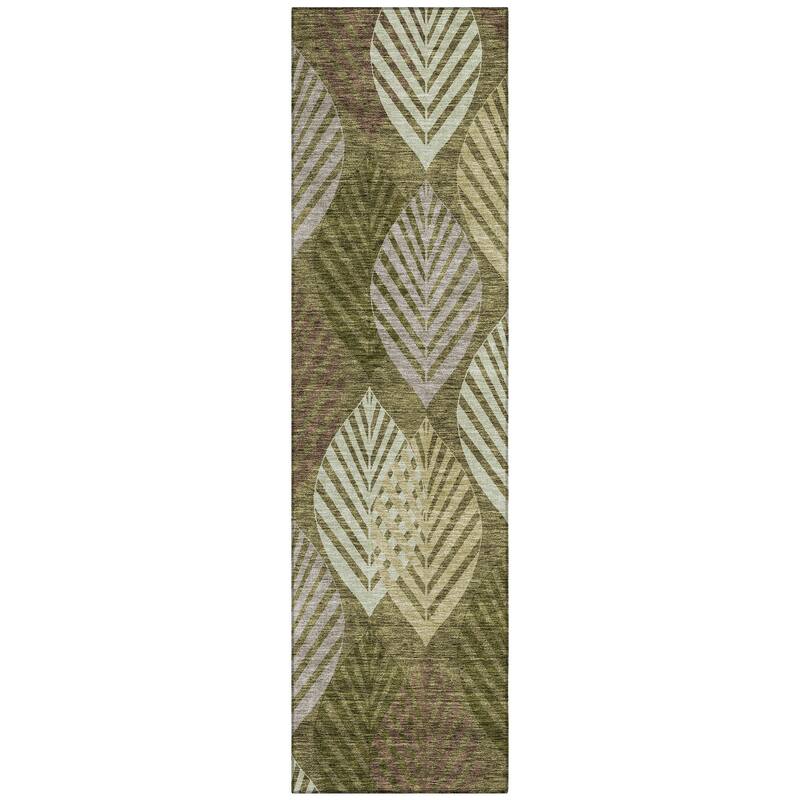 Machine Washable Indoor/ Outdoor Chantille Casual Palm Leaf Rug